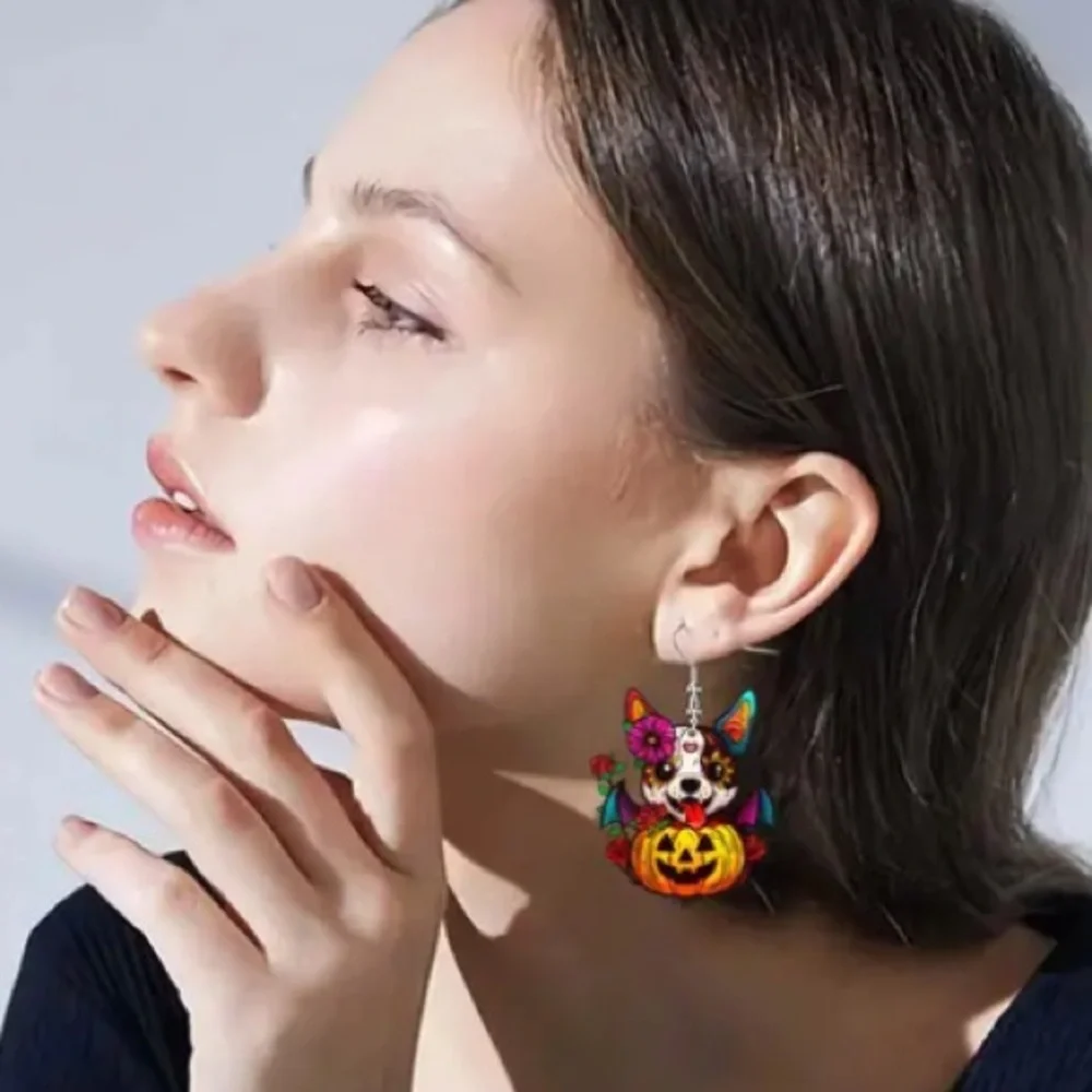 Halloween Puppy & Pumpkin Earrings